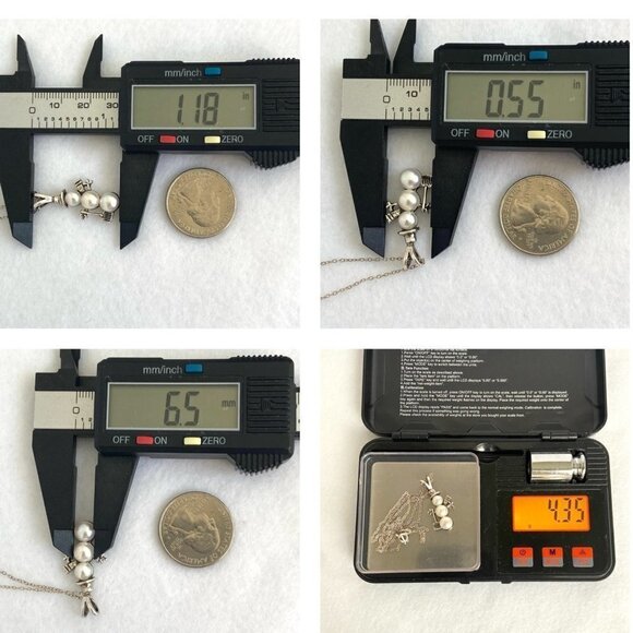 Sterling Silver 925 Dakota West Pearl Snowman Winter Pendant Necklace 18" Chain - Picture 10 of 16